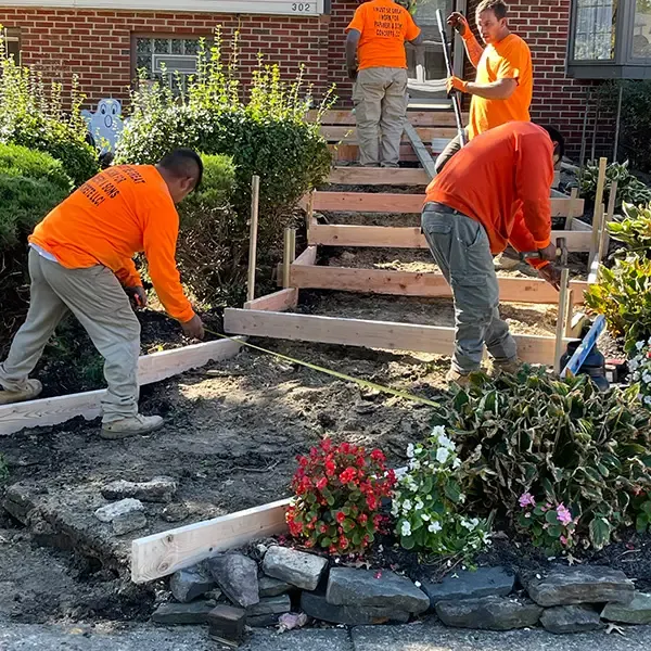 Papaneri crew forming new concrete steps at a Cherry Hill, NJ home