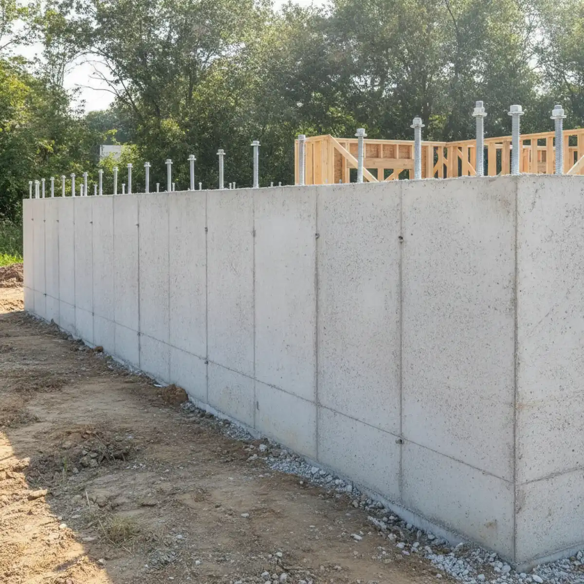 Reinforced concrete wall with cast-in anchor bolts in Cherry Hill, NJ