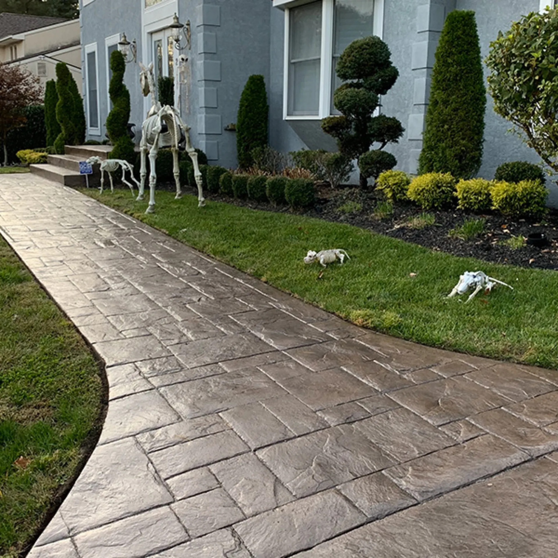 Stamped concrete walkway with stone pattern finish Cherry Hill NJ